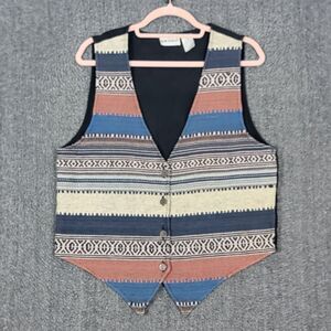 Vintage Jane Ashley Vest Womens Medium Multicolor Tapestry Southwestern Boho